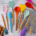 12pcs Nontoxic Silicone And Wood Utensils , Lightweight Silicone Kitchen Accessories