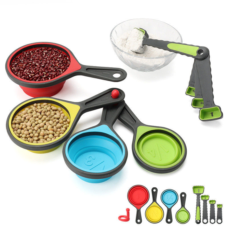 Multipurpose Silicone Kitchen Utensils Measuring Cups And Spoons Portable